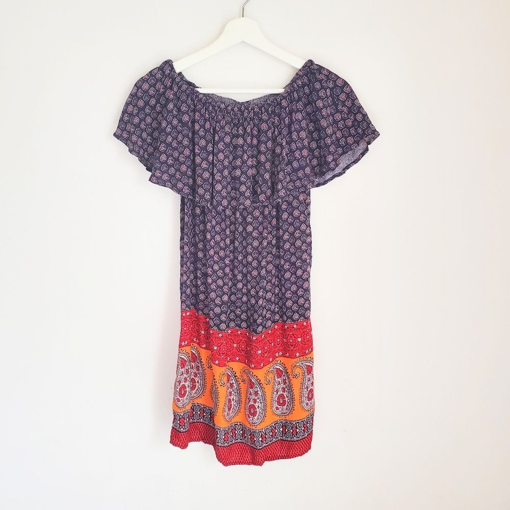 Beachlunchlounge Evi Off The Shoulder Dress Indigo Saffi Size XS